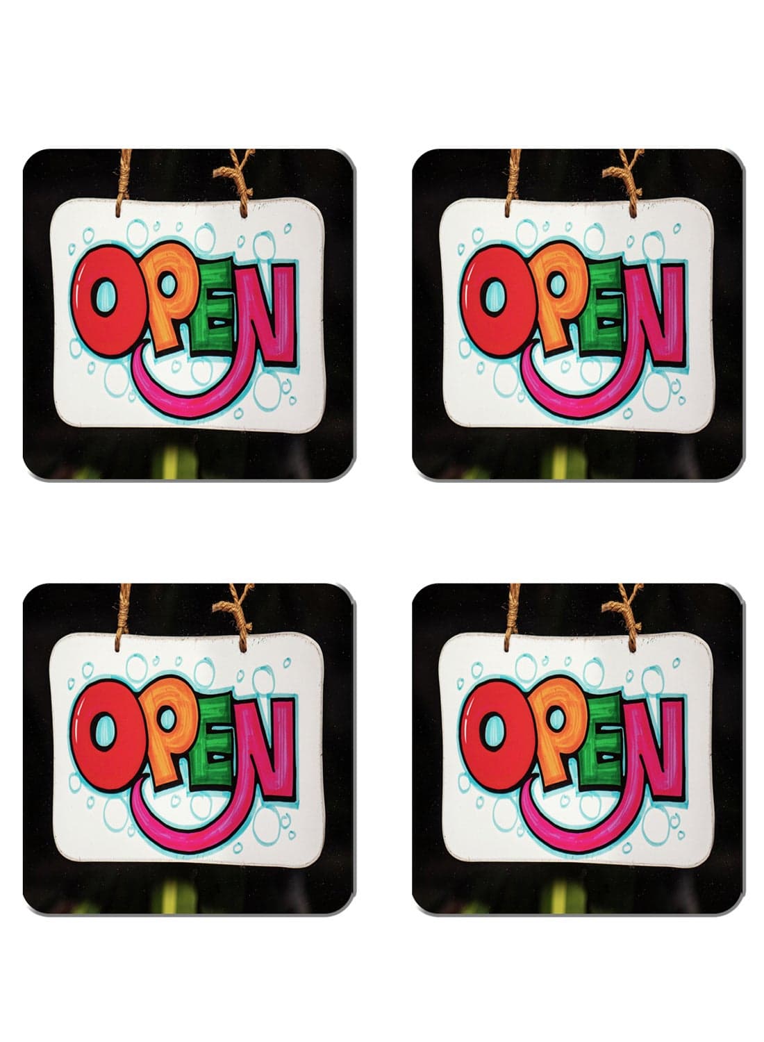 4-Piece Printed Coaster Set Multicolour 15 x 15cm