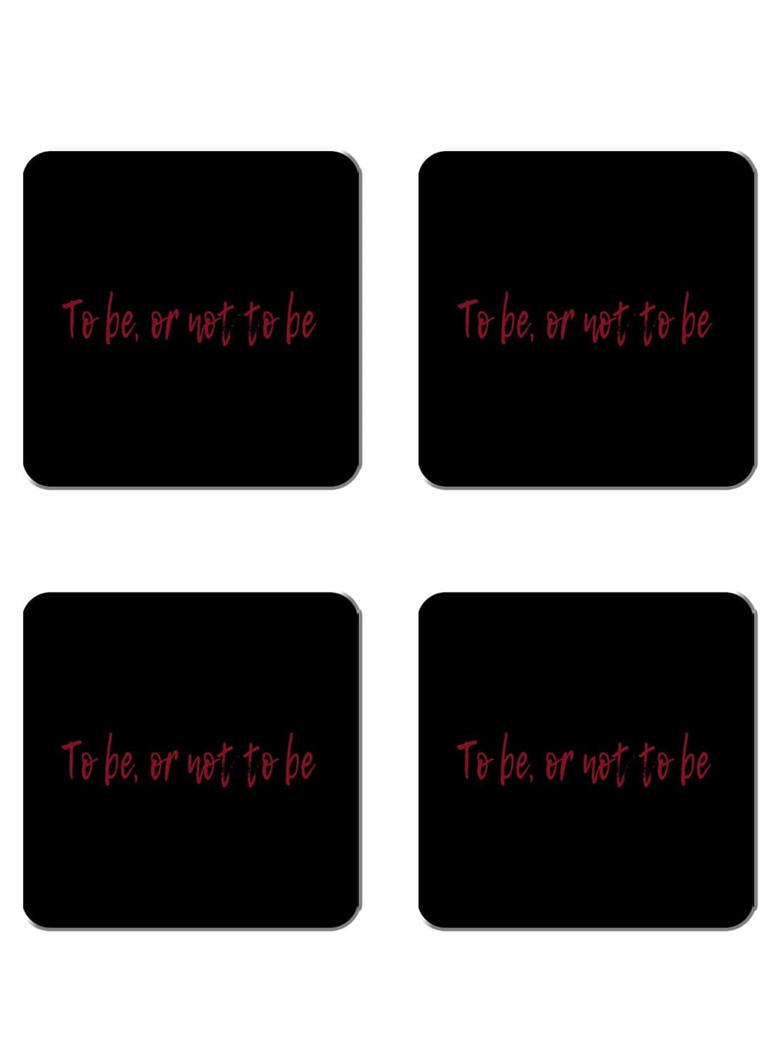 4-Piece Printed Coaster Set Black/Red 15 x 15cm