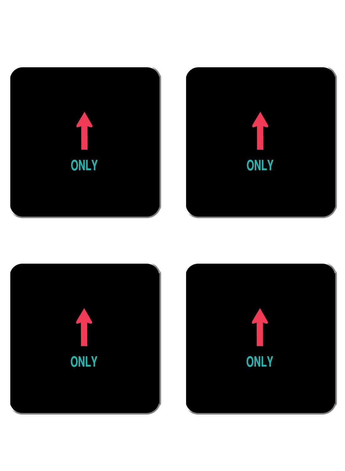 4-Piece Printed Coaster Set Black/Blue/Pink 15 x 15cm