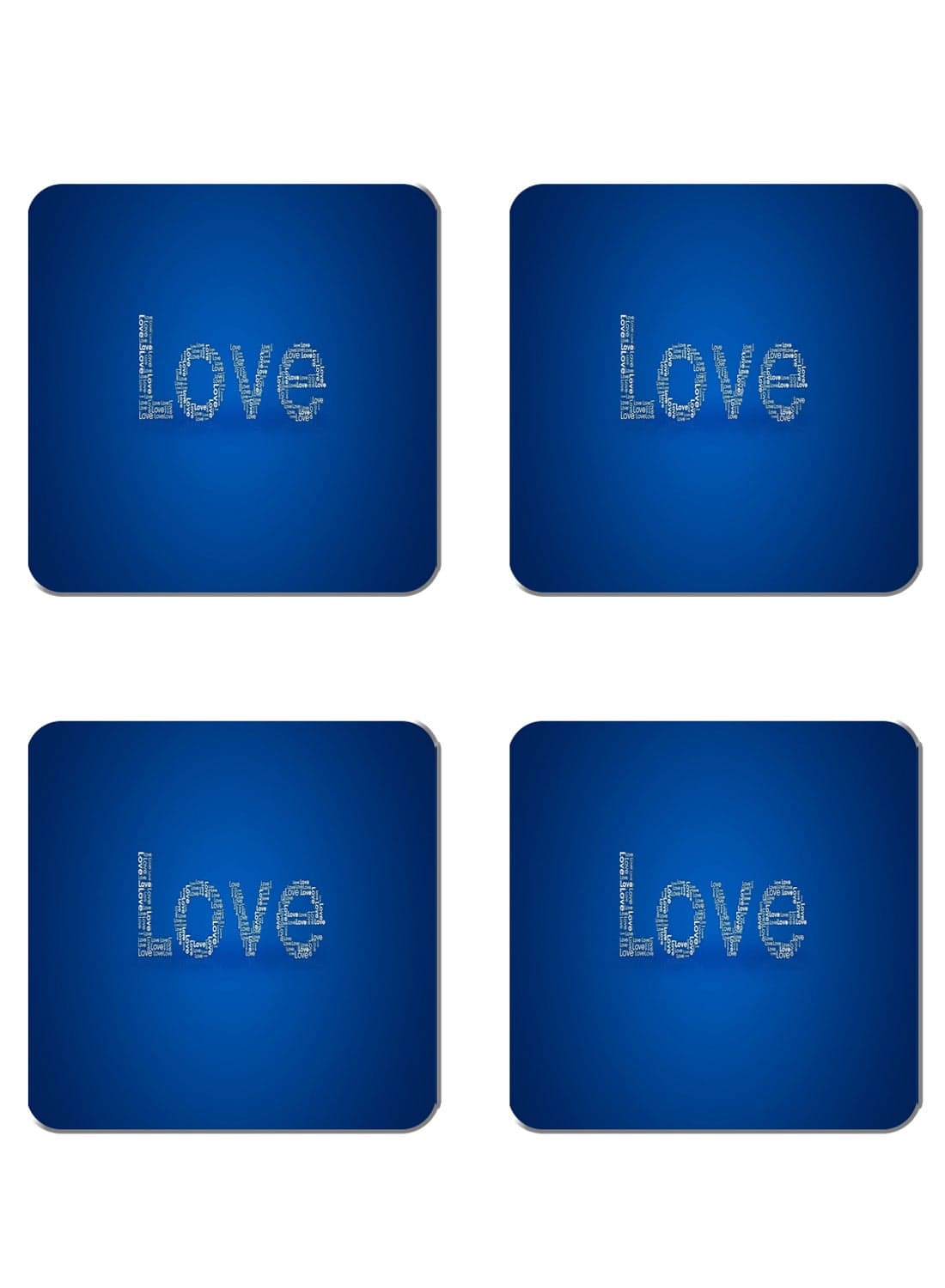 4-Piece Printed Coaster Set Blue/White 15 x 15cm