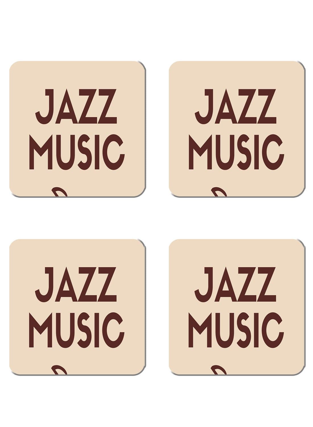 4-Piece Printed Coaster Set Beige/Brown 15 x 15cm