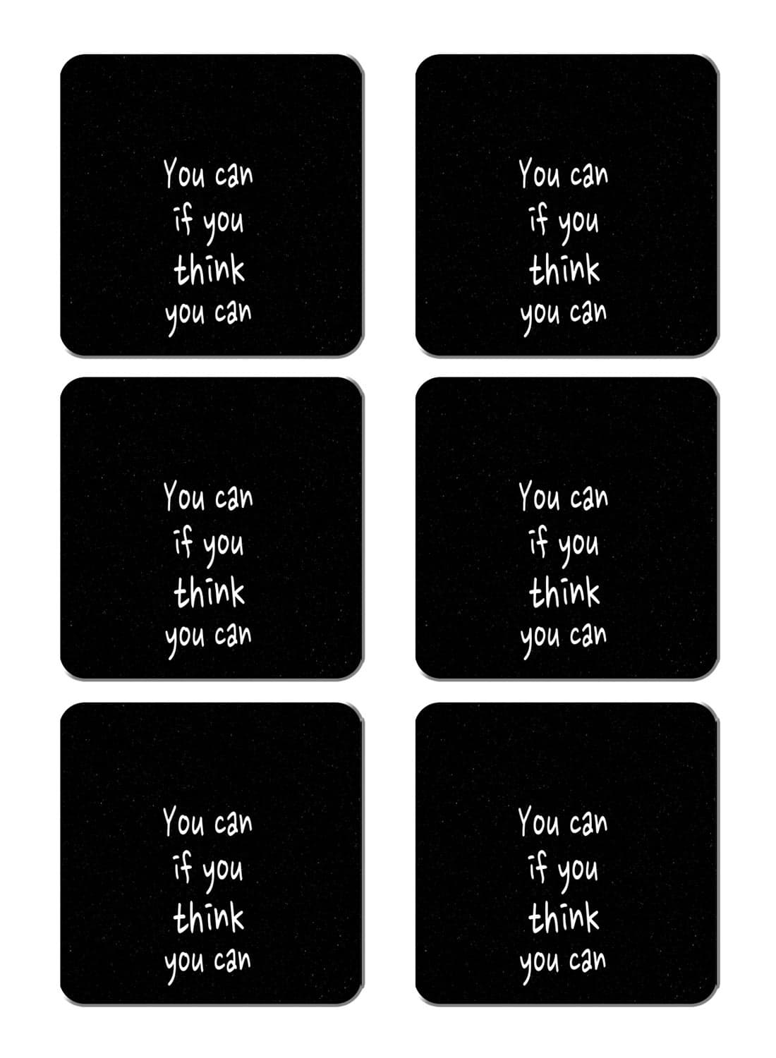 6-Piece Printed Coaster Set Black/White 15 x 15cm