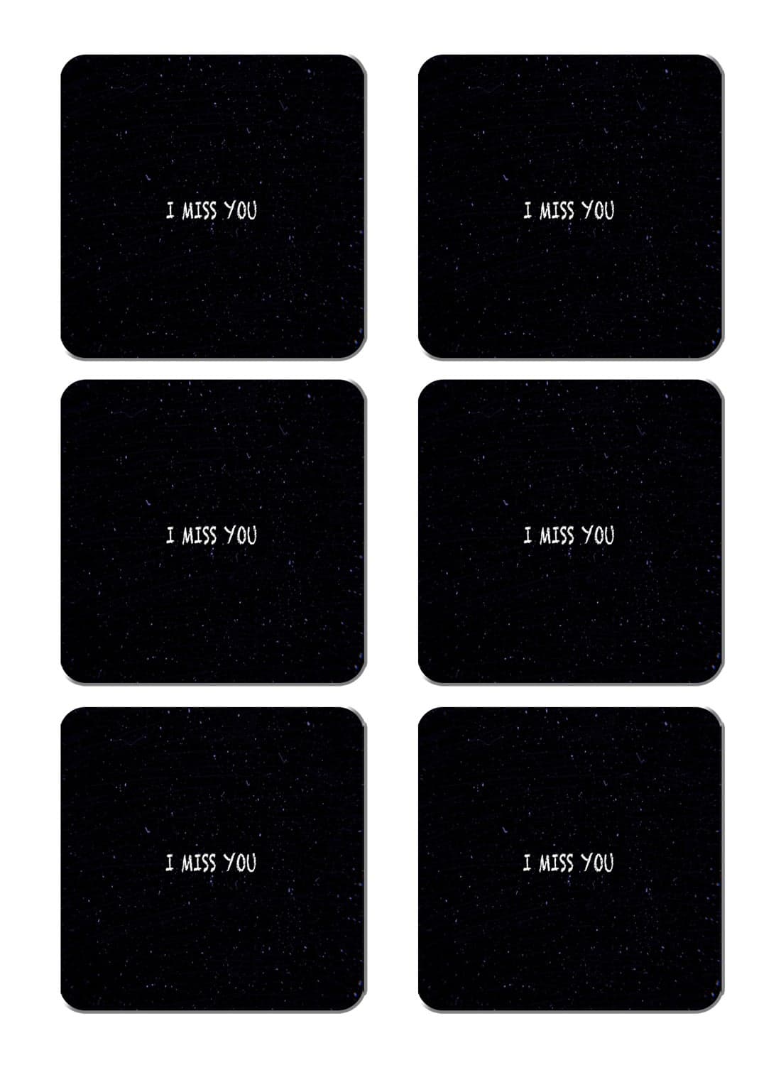 6-Piece Printed Coaster Set Black/White 15 x 15cm