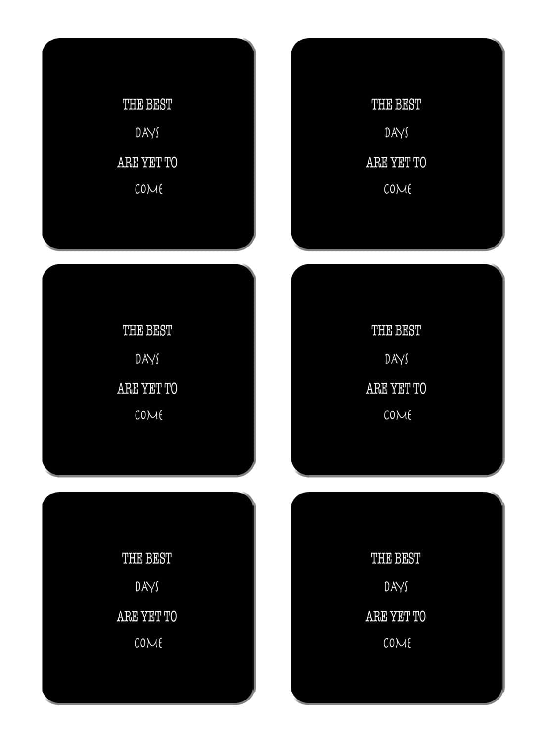 6-Piece Printed Coaster Set Black/White 15 x 15cm