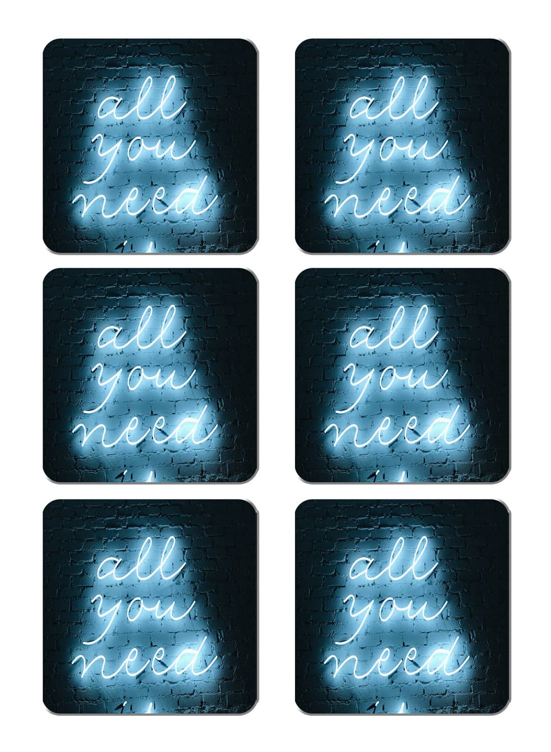 6-Piece Printed Coaster Set Multicolour 15 x 15cm