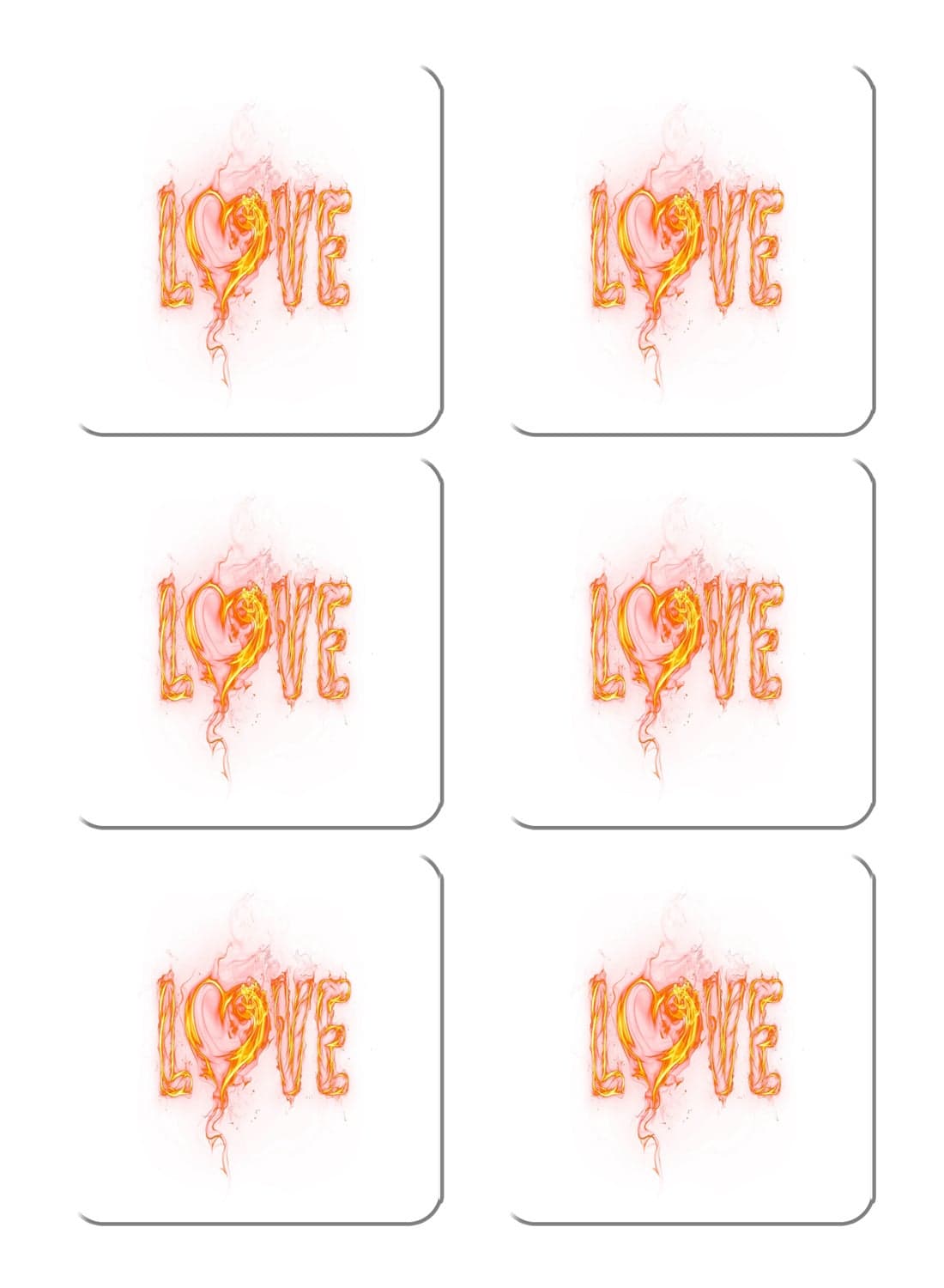 6-Piece Printed Coaster Set White/Orange 15 x 15cm