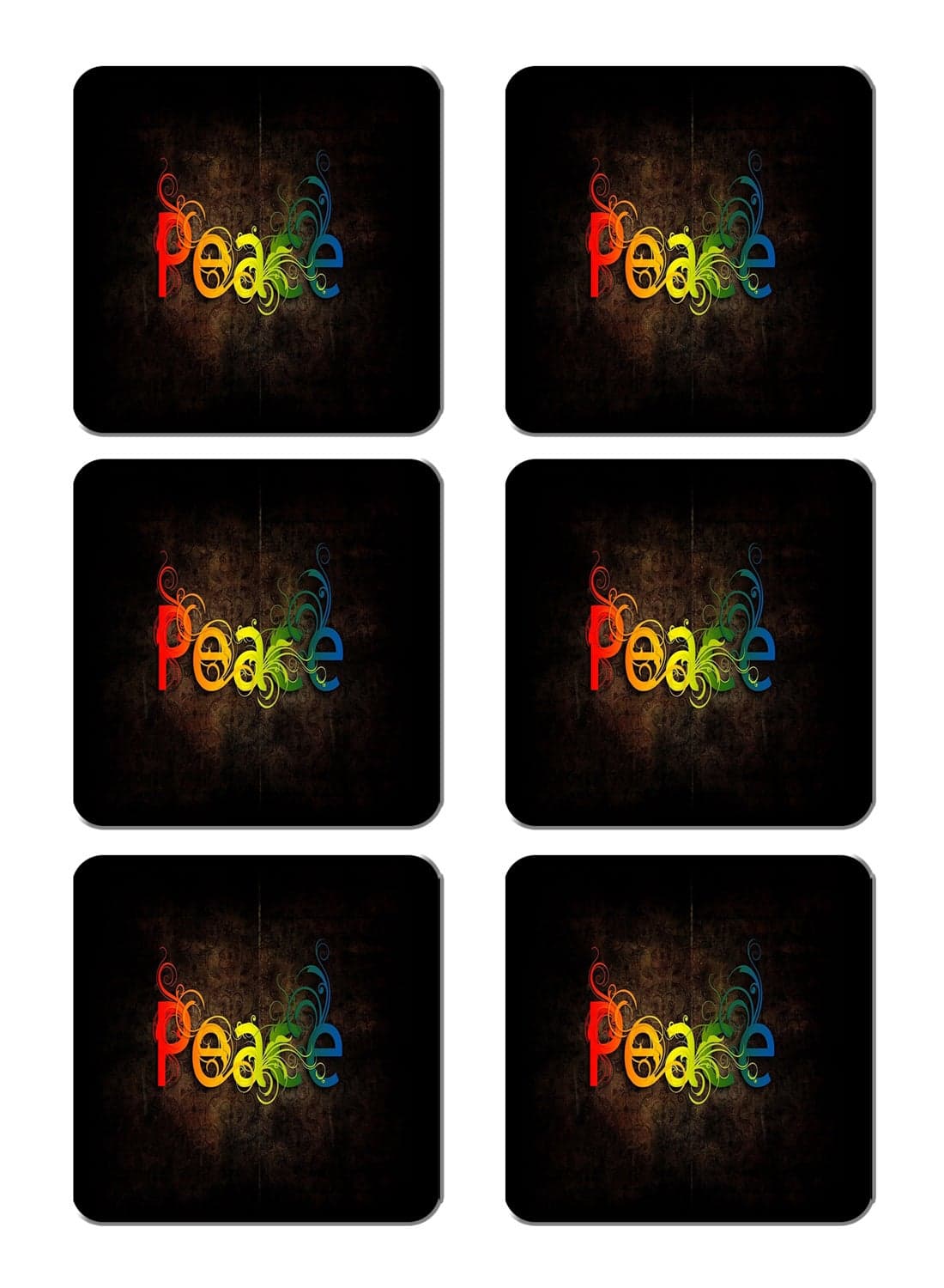 6-Piece Printed Coaster Set Multicolour 15 x 15cm