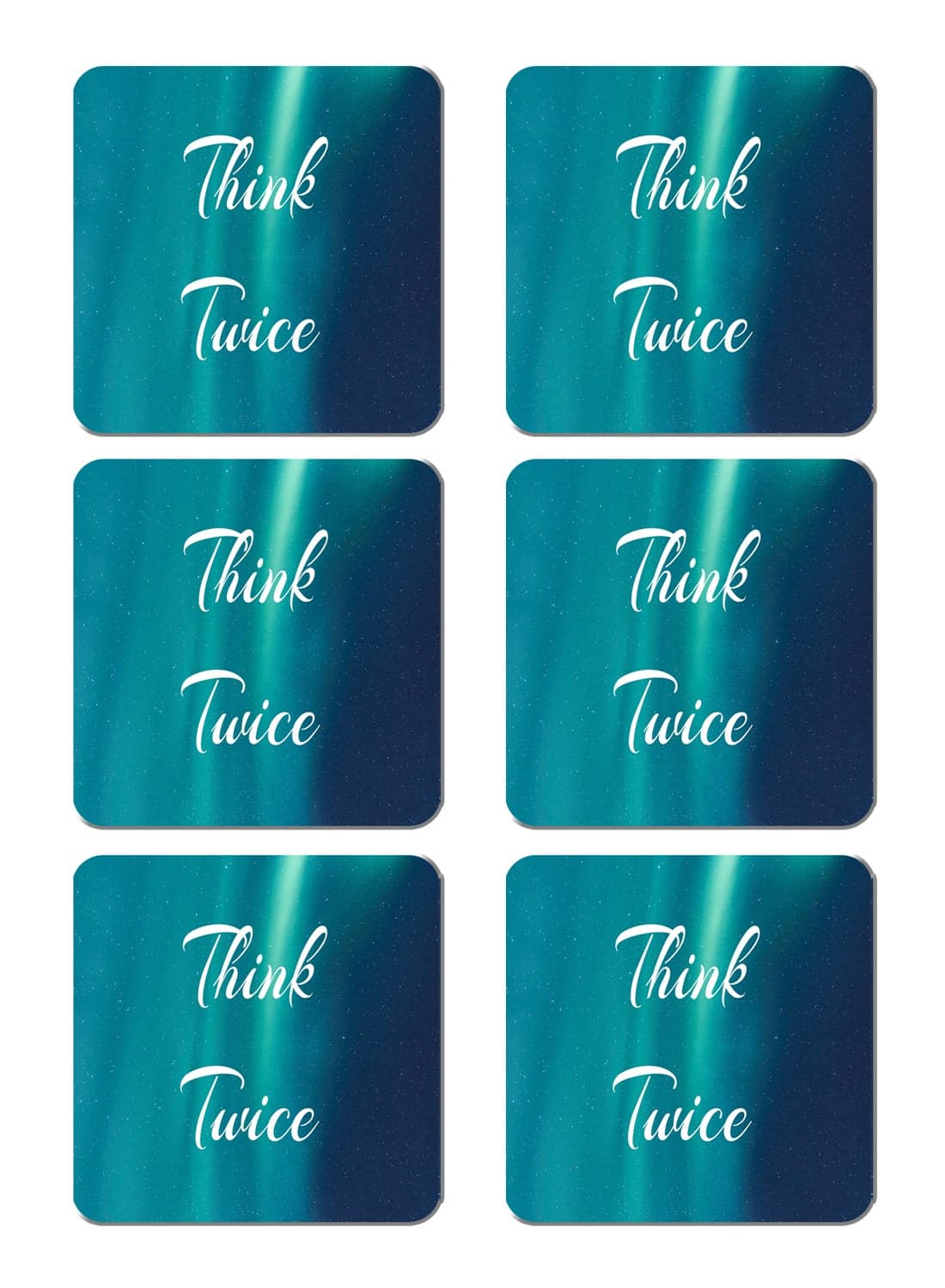 6-Piece Printed Coaster Set Blue/White 15 x 15cm