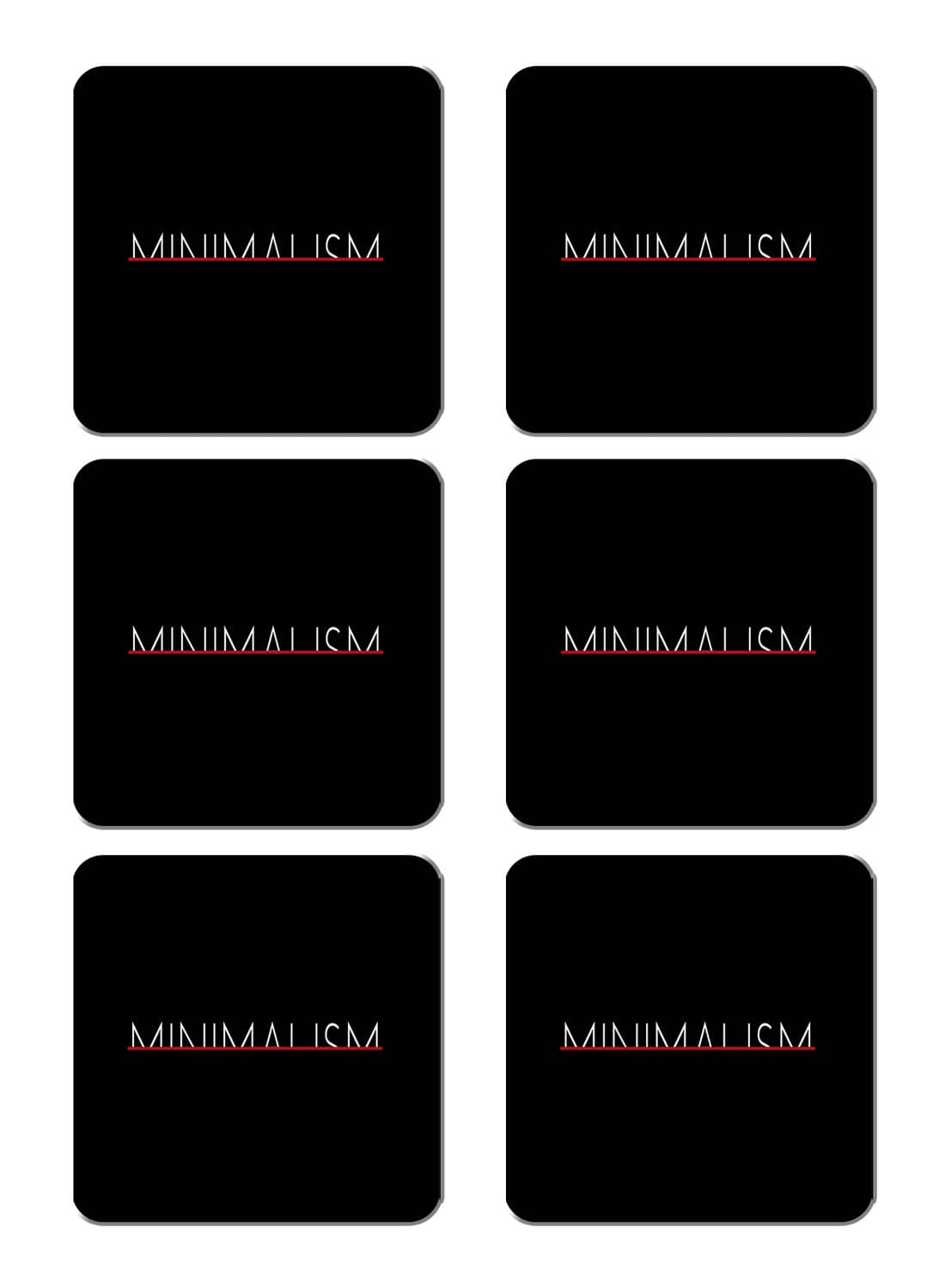 6-Piece Printed Coaster Set Black/White 15 x 15cm