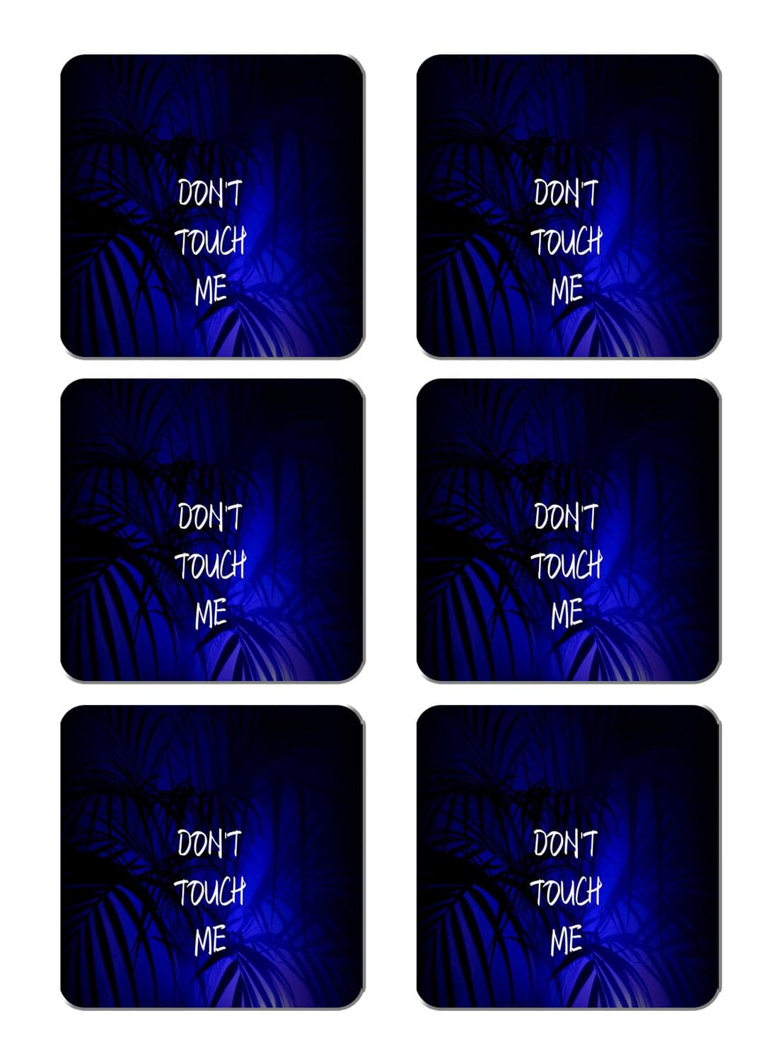 6-Piece Printed Coaster Set Black/Blue/White 15 x 15cm