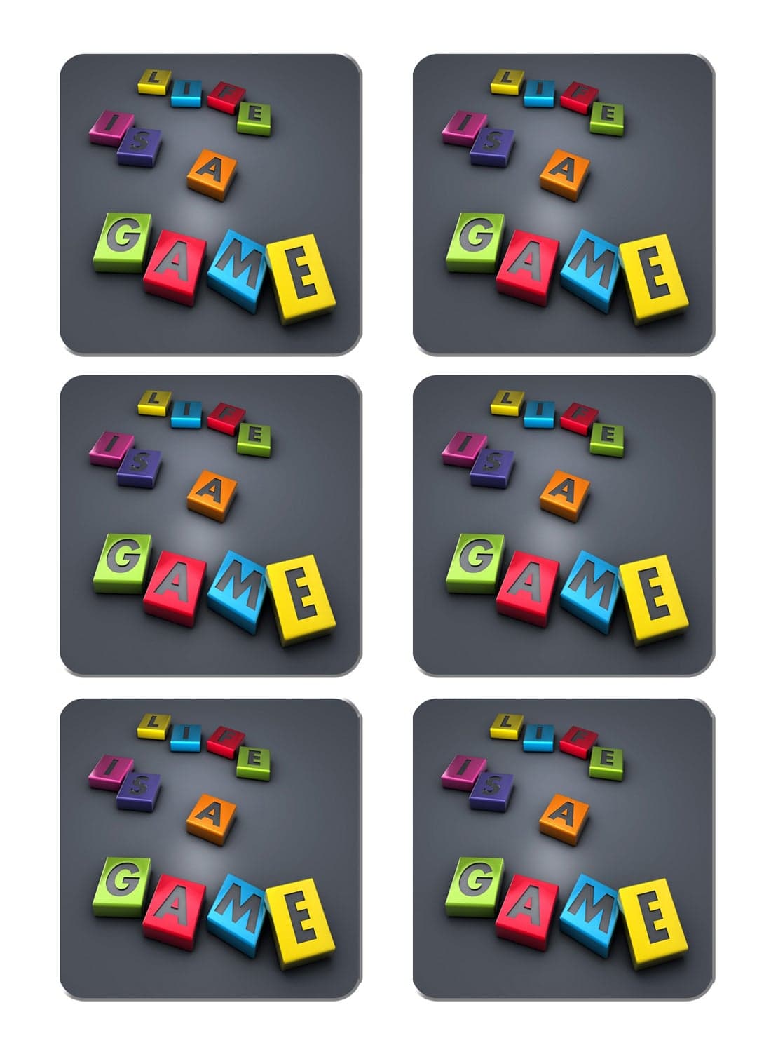 6-Piece Printed Coaster Set Multicolour 15 x 15cm