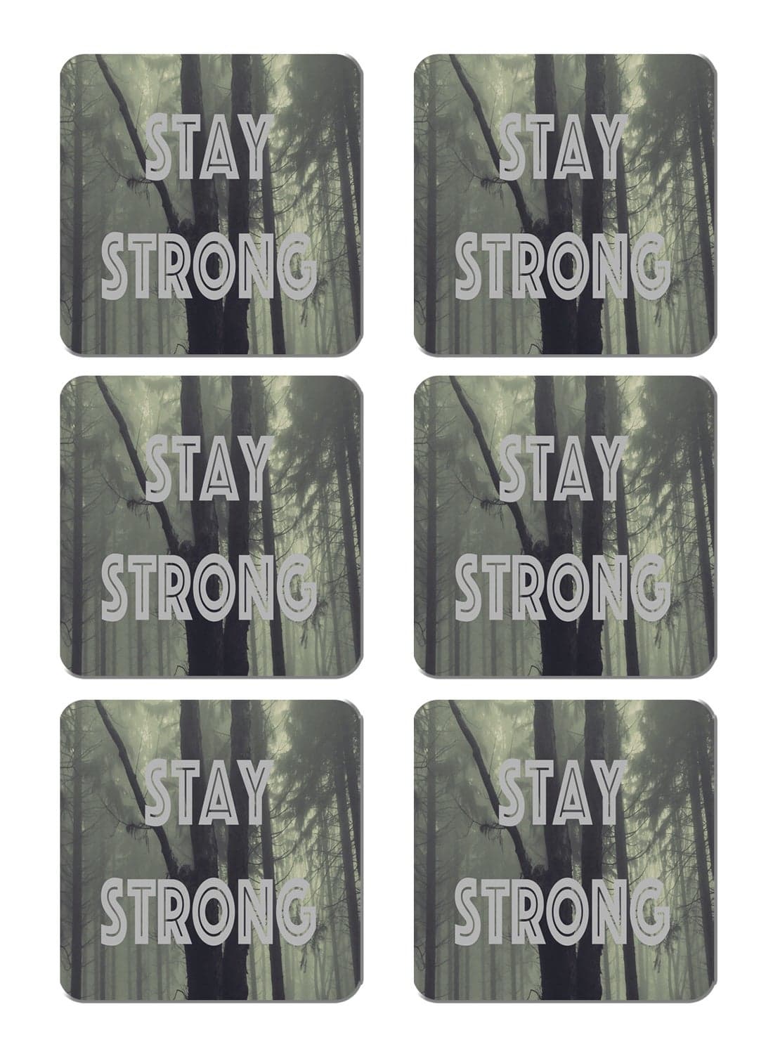 6-Piece Printed Coaster Set Multicolour 15 x 15cm