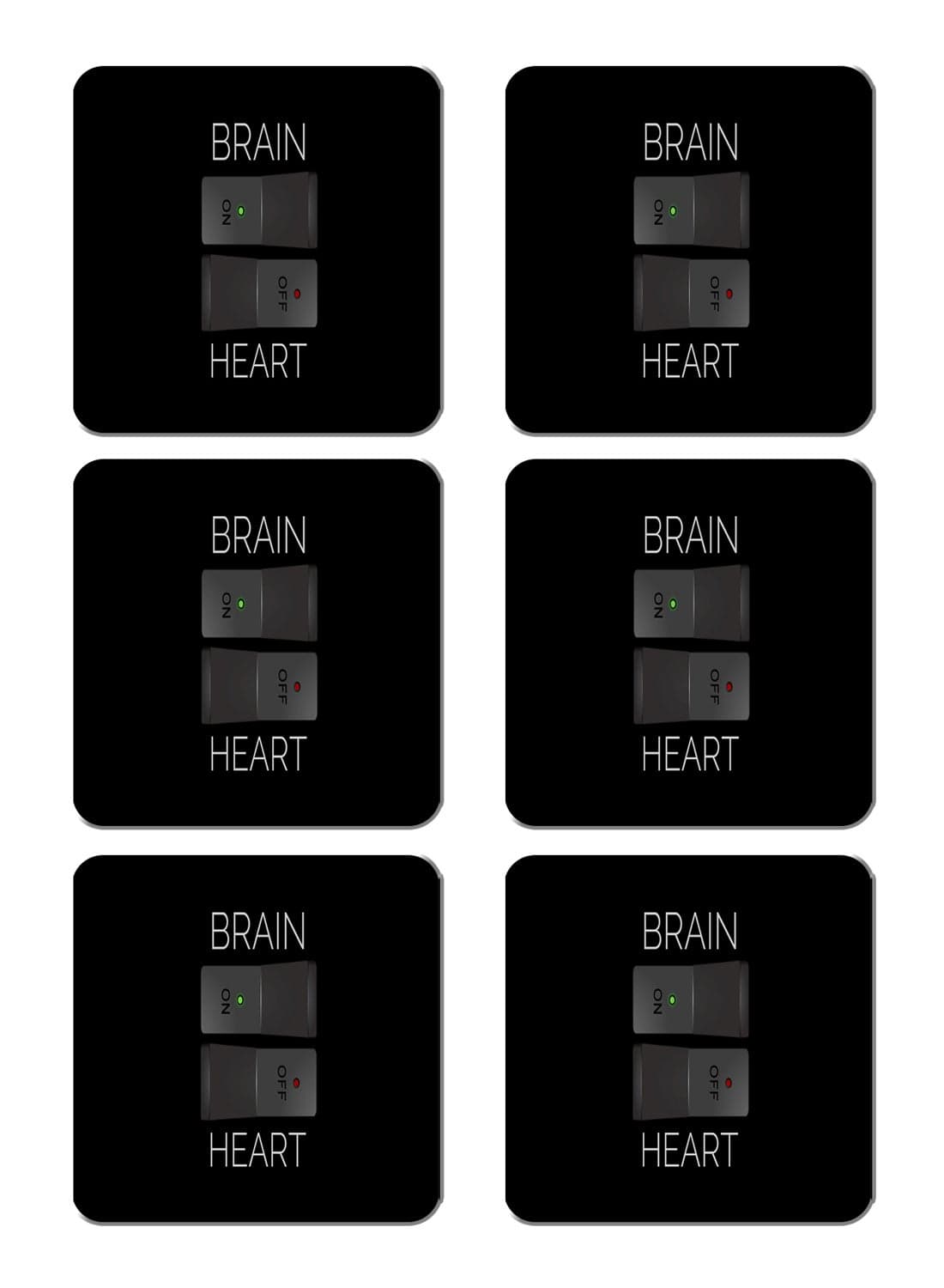 6-Piece Printed Coaster Set Black/White 15 x 15cm