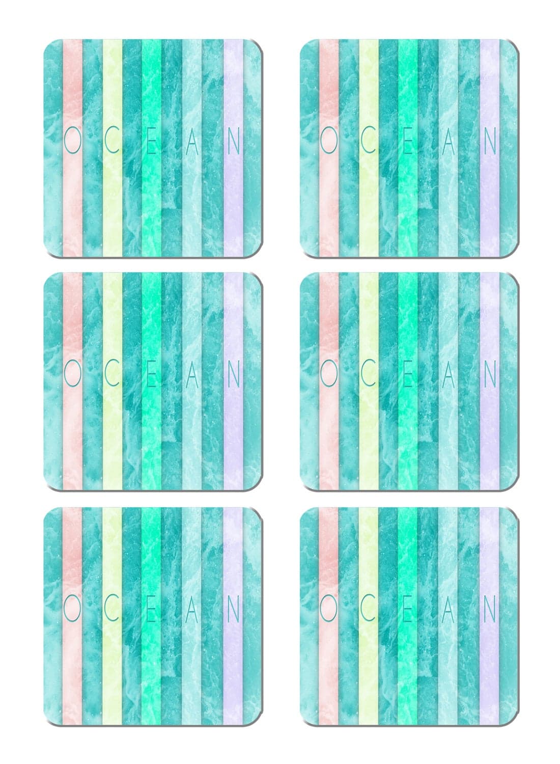 6-Piece Printed Coaster Set Multicolour 15 x 15cm