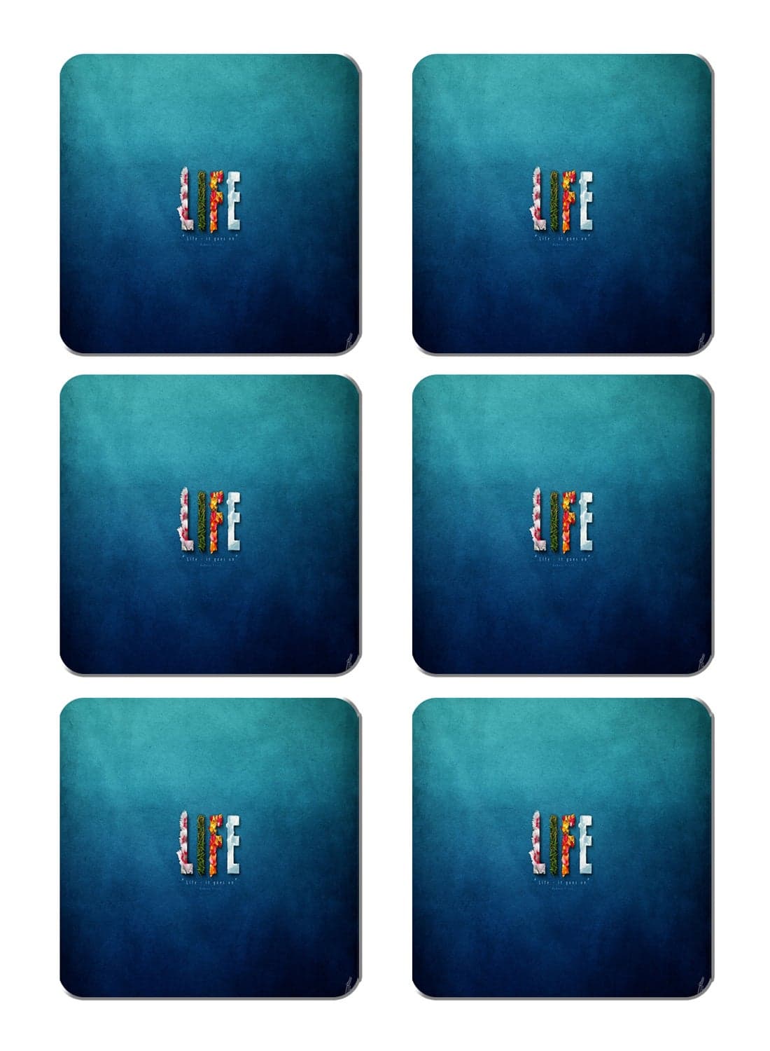 6-Piece Printed Coaster Set Multicolour 15 x 15cm