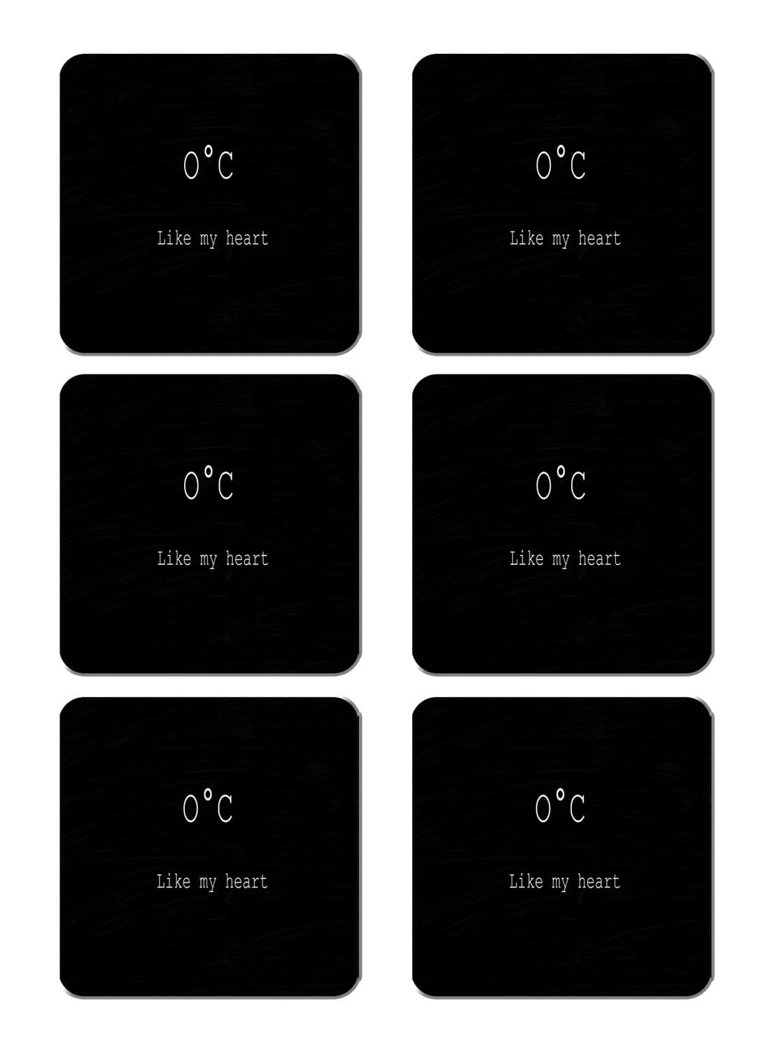 6-Piece Printed Coaster Set Black/White 15 x 15cm