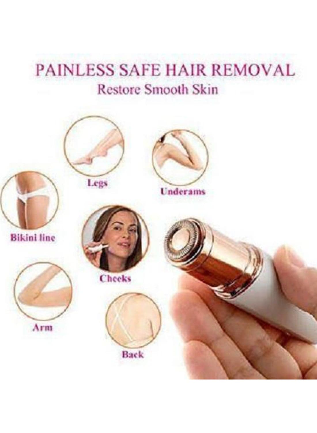 Facial Hair Remover White/Gold Epilators (٣)