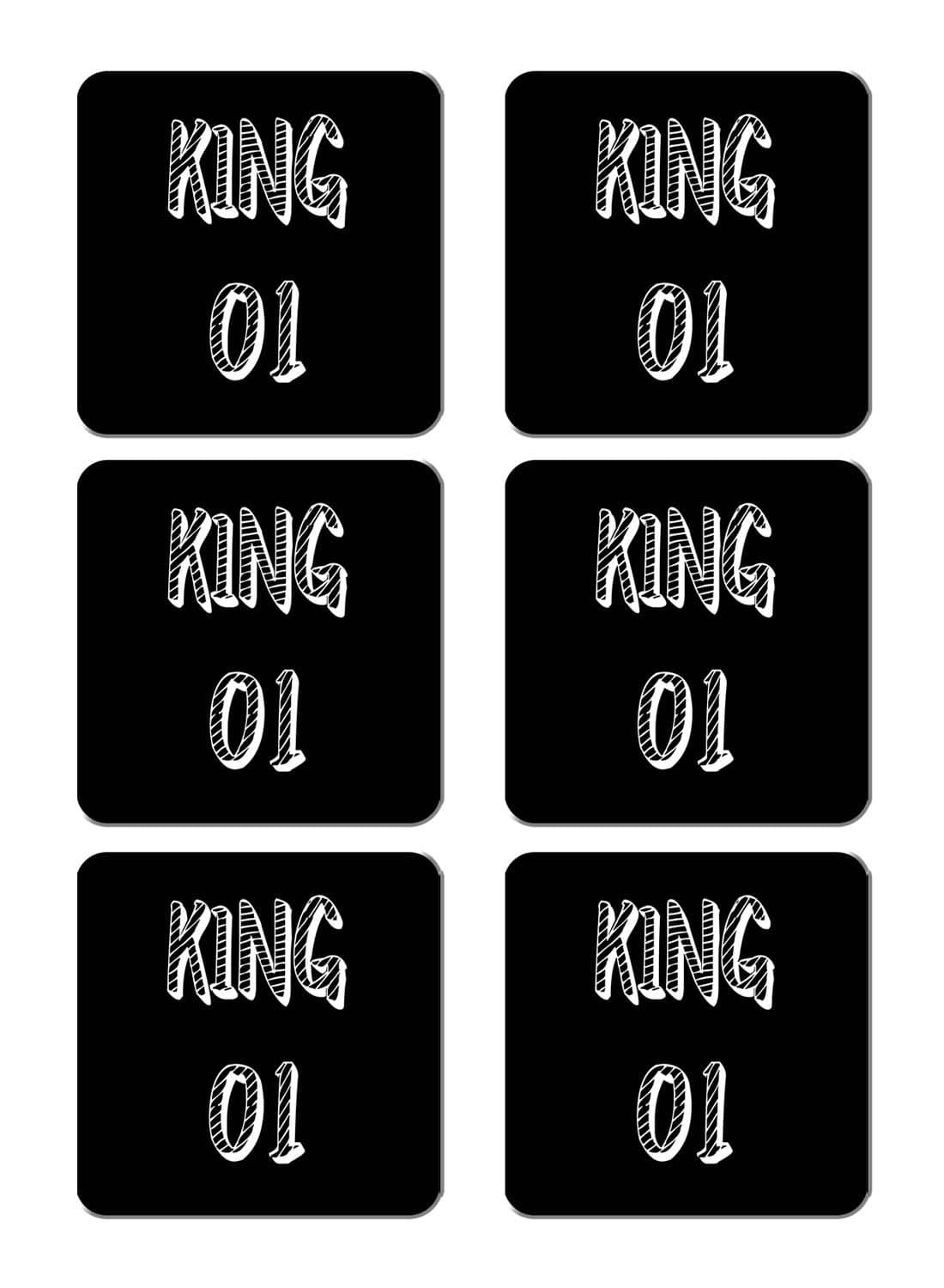 6-Piece Printed Coaster Set Black/White 15 x 15cm