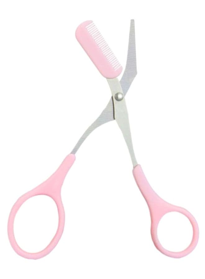 Eyebrow Grooming Comb Scissor Pink/Silver