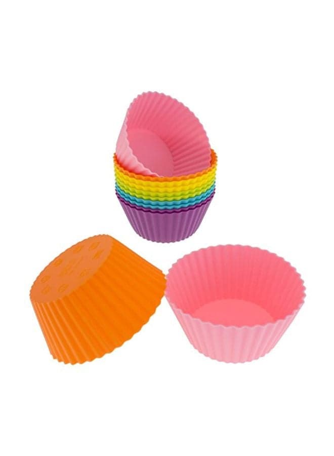 12-Piece Silicone Cupcake Moulds Multicolour 3.8x2.6x1.7inch Bakeware Pans (٣)