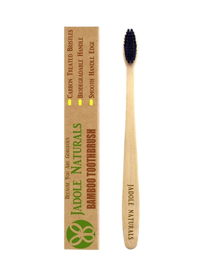 Charcoal Infused Bamboo Toothbrush Brown/Black 7centimeter Manual Toothbrushes
