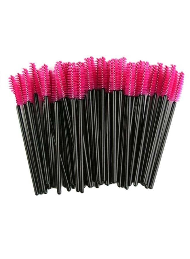 50-Piece Eyelashes Mascara Brush Set Pink/Black Eye Brushes