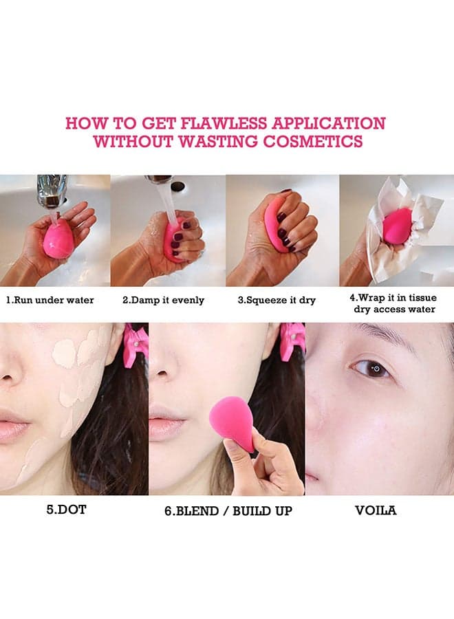 Flawless Makeup Blender Cosmetic Sponge Pink Make Up Sponges (4)