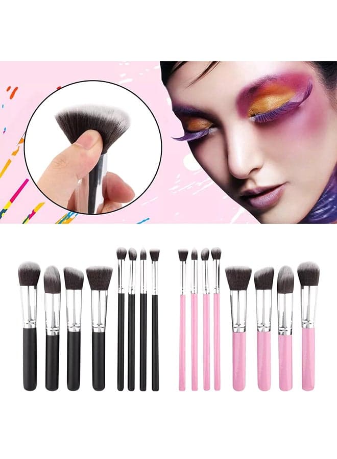 8 Piece Makeup Brush Set Black/Silver (٥)