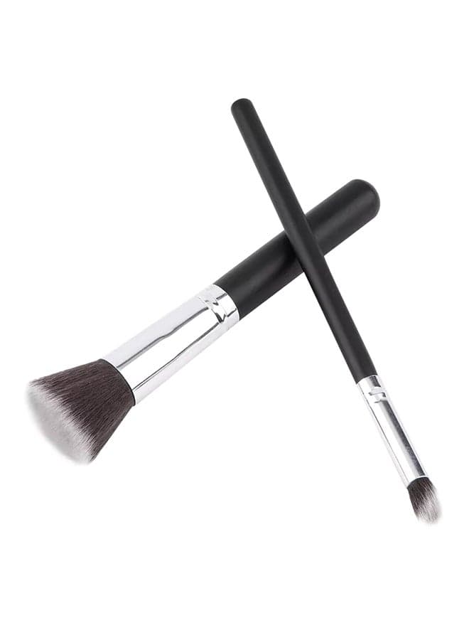 8 Piece Makeup Brush Set Black/Silver (٣)