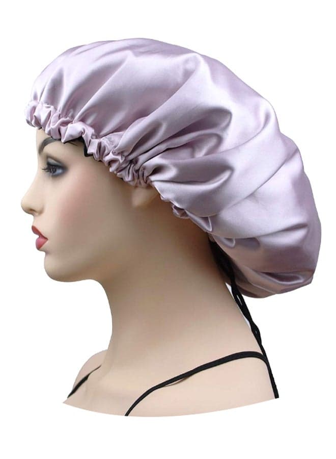 Wide Band Satin Bonnet Sleeping Cap Pink