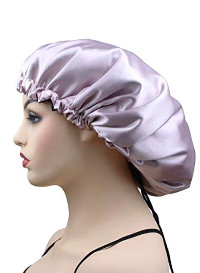 Wide Band Satin Bonnet Sleeping Cap Pink (3)