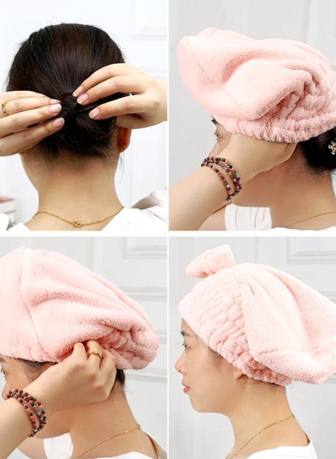 Hair Drying Cap Pink 26x25cm Shower Caps (٣)