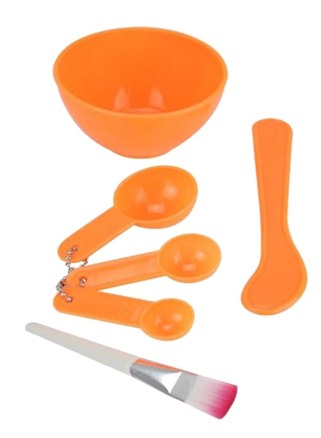 Set Of 6 Face Mask Bowl Kit Orange Face Brushes