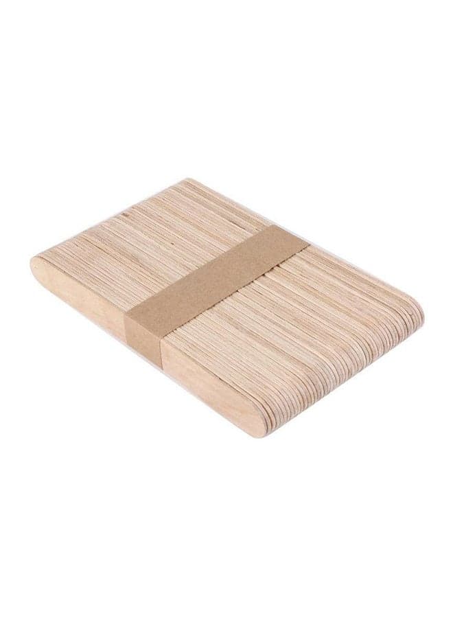 50-Piece Big Wooden Wax Spatula Beige Waxing