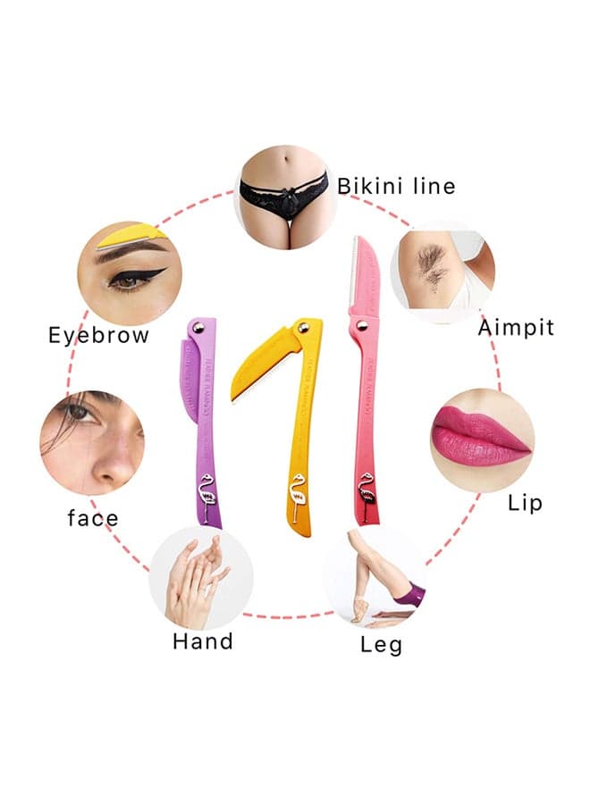 3-Piece Facial Touch-up Razor Purple/Peach/Yellow (5)