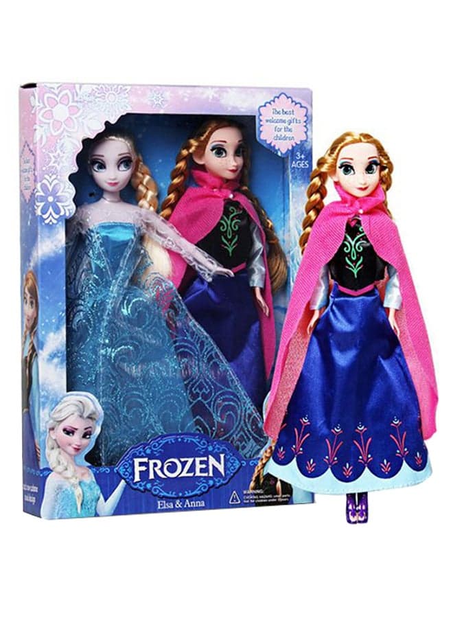 2-Piece Cartoon Princess Anna And Elsa Doll Set