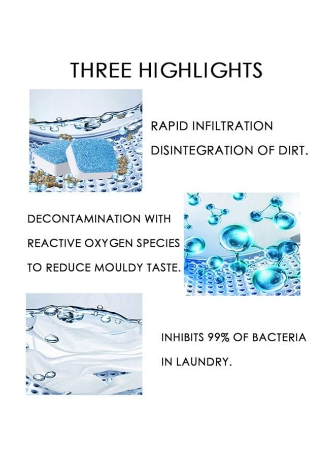 Pack Of 12 Washing Machine Cleaner Blue/White 13x2x6cm Household Cleaning Supplies (٥)