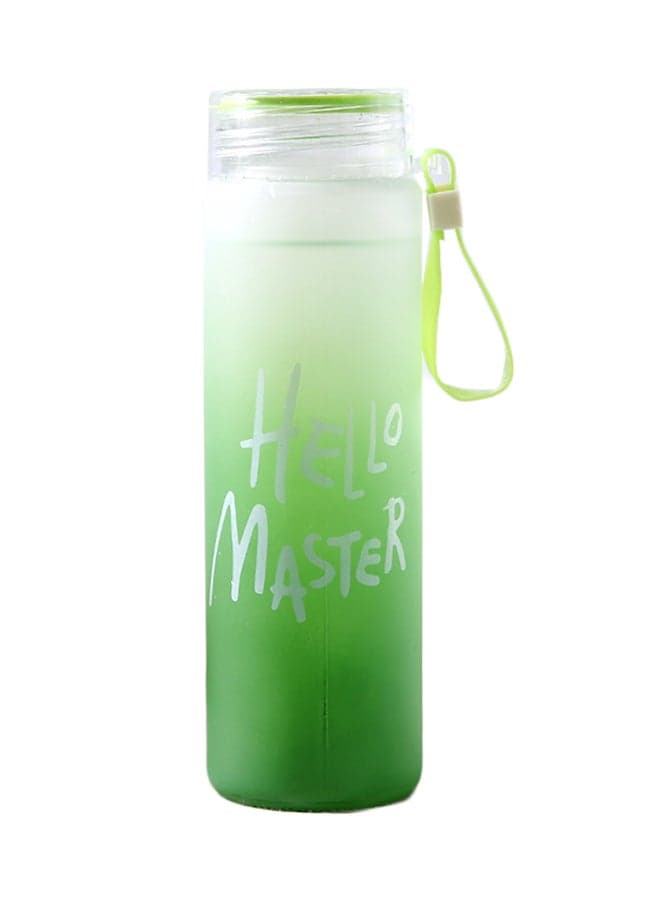 Hello Master Borosilicate Glass Water Bottle With Nylon Sleeve Green 500ml