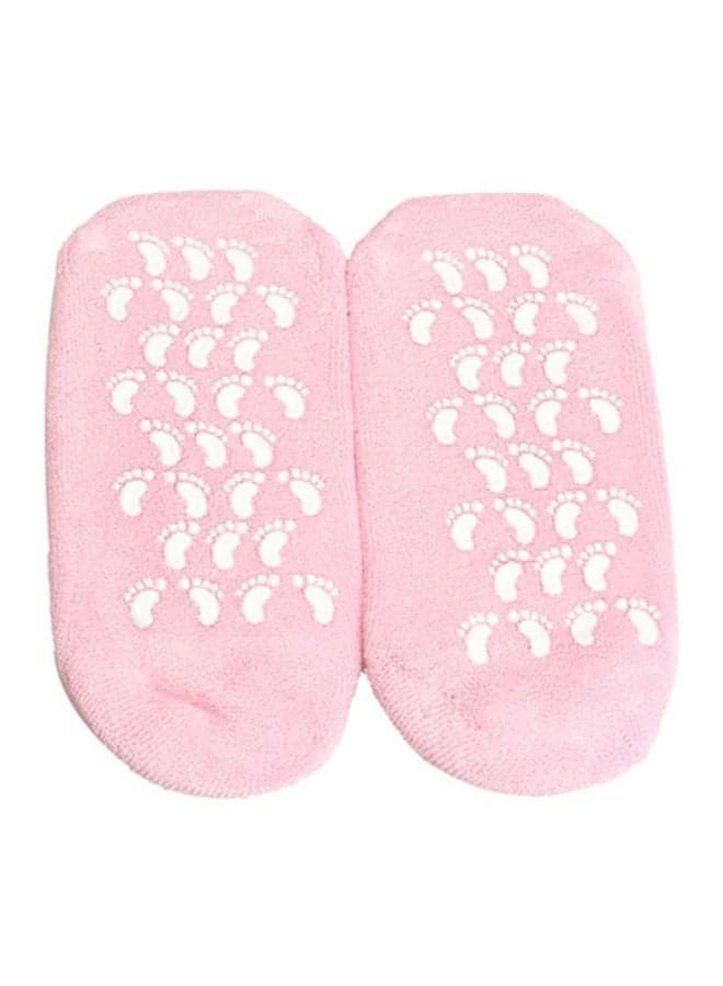 Moisturizing Gel Socks Pink/White 15x15centimeter Hand & Foot Treatment