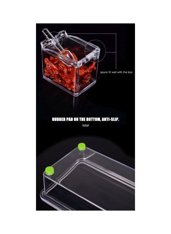 Set Of 4 Seasoning Storage Box With Spoon Multicolour 26x8.5x10.5cm Spice Jars (٤)