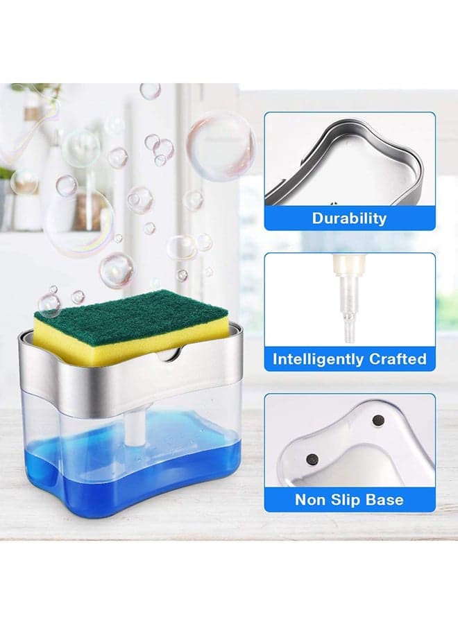 2-in-1 Dishwasher Soap Dispenser With Sponge Multicolor -cm Holders (٤)