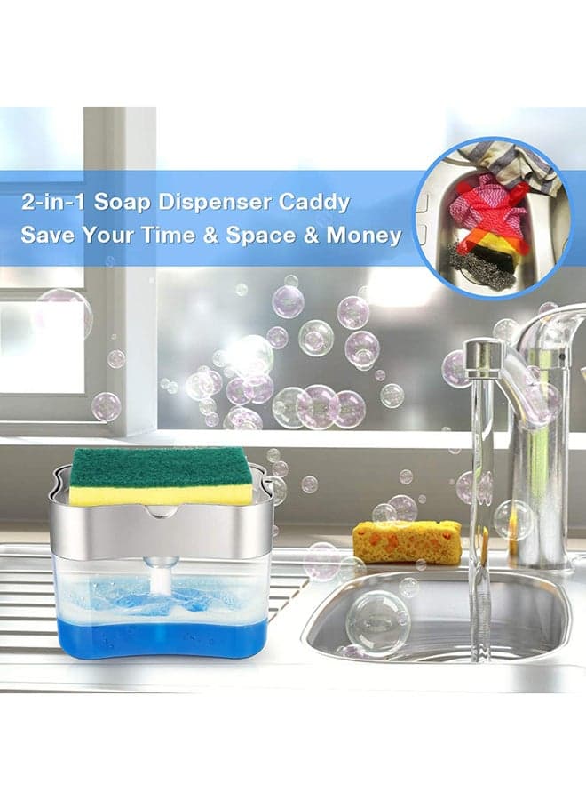 2-in-1 Dishwasher Soap Dispenser With Sponge Multicolor -cm Holders (٧)
