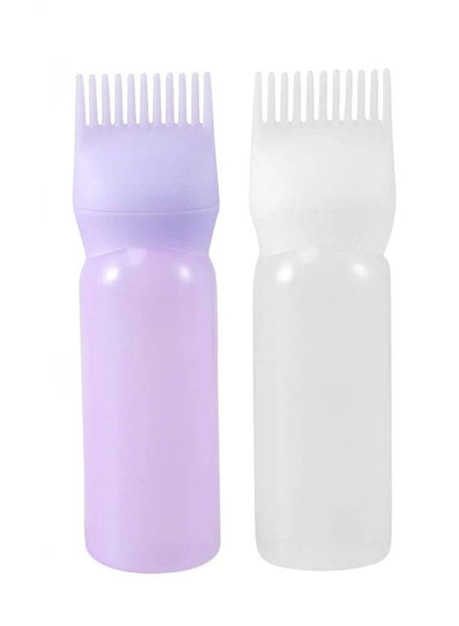 2 Piece Hair Dye Applicator Bottle With Brush Purple/White 17x4.5cm Hair Care Accessories