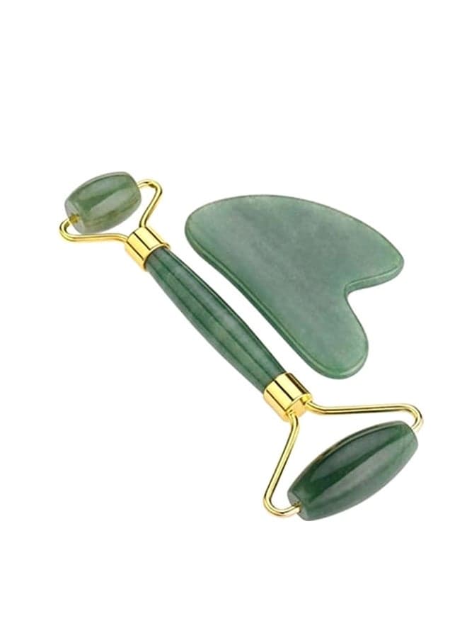 Jade Roller Guasha Stone Massager Gift Set Green 220grams Face Massagers & Rollers