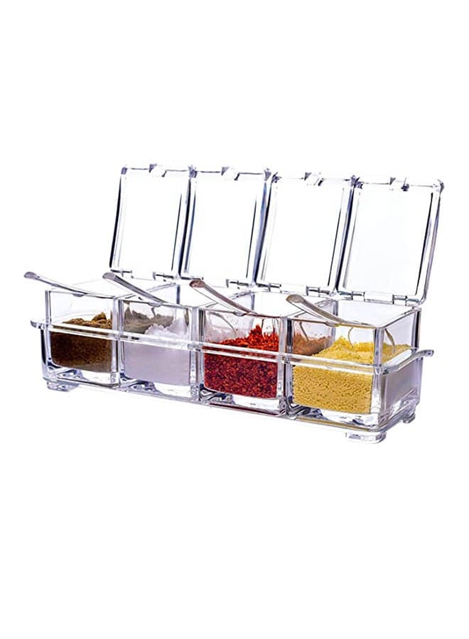 Set Of 4 Home Spice Container Jars Multicolour 10x4x3inch