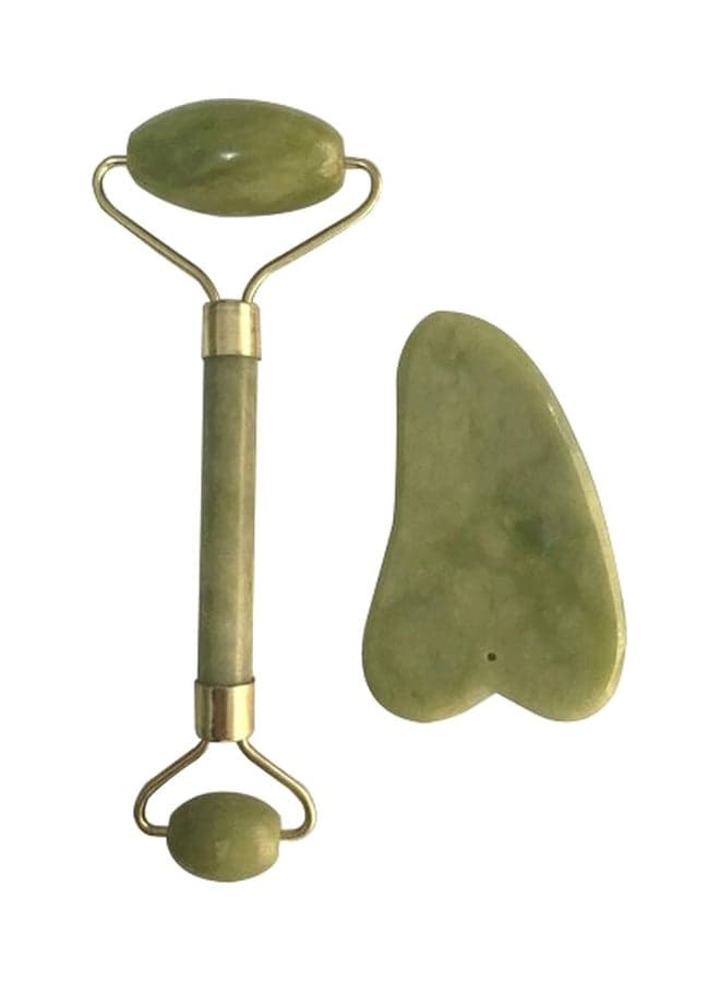 Facial Roller Massager With Guasha Board Green 15cm Face Massagers & Rollers