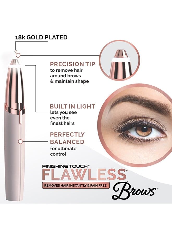 Eyebrow Trimmer With LED Light White/Gold 10.5x2.5x2.3cm Epilators (٣)