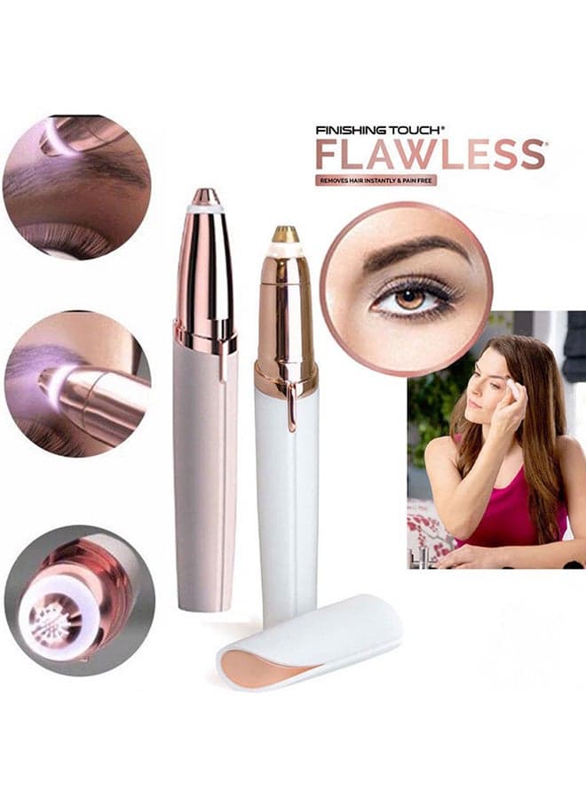 Eyebrow Trimmer With LED Light White/Gold 10.5x2.5x2.3cm Epilators (٤)