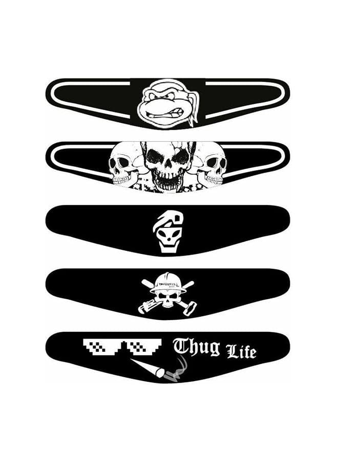 5-Piece Skull Design Printed Gaming Controller Light Bars Stickers Set For Sony PlayStation 4 Console Sticker
