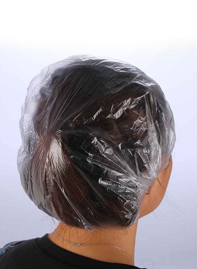 100-Piece Disposable Waterproof Shower Cap Set Clear (٤)